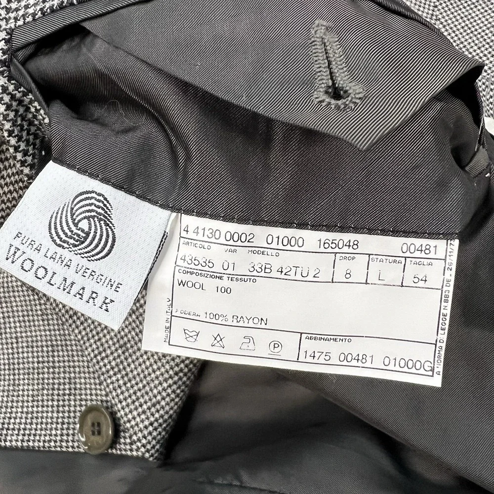 Vintage Pal Zileri Ventless Blazer Sport‎ Coat Mens 44L Long Wool Gray Flannel
